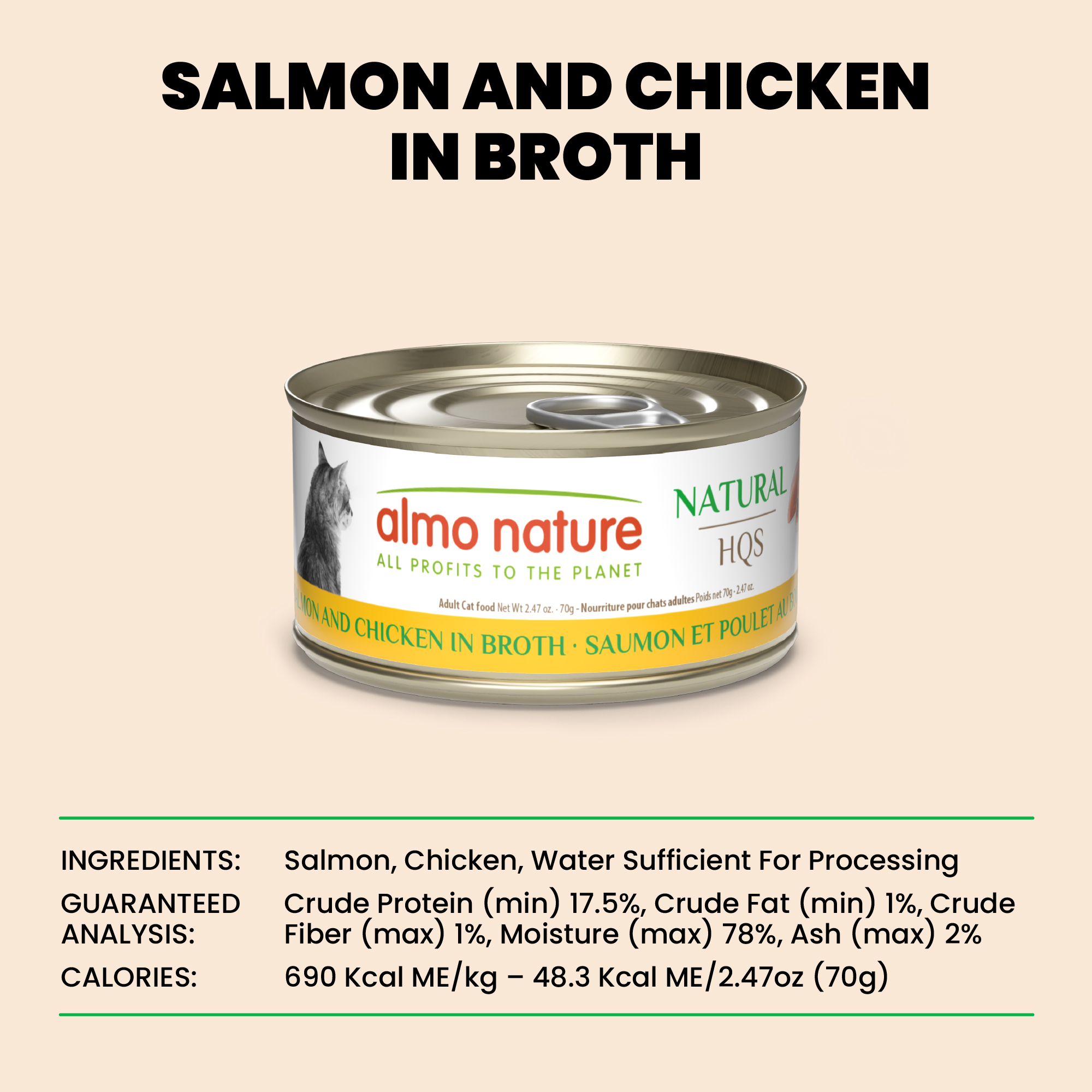 Natural HQS Salmon and Chicken in broth